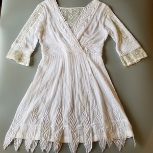 Talitha Waist Tie Lace Trim Dress Blush